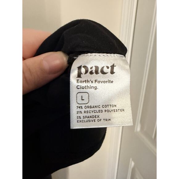 Pact Organic Midi Dress Womens Large L Black Slit Twist Open Back Minimalist NEW - Picture 5 of 6